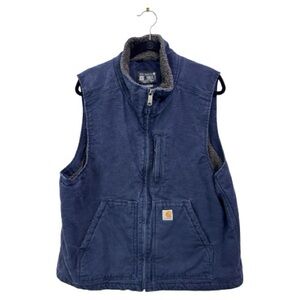 Carhartt Men’s Loose Fit Washed Duck Sherpa-Lined Mock-Neck 0V4277- M Navy Blue